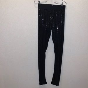 Cherish black full sequin jogger style leggings
